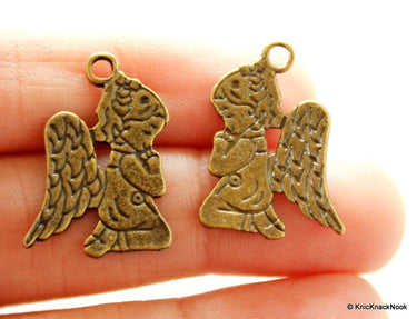 Angel Praying Bronze Tone Charms x 2